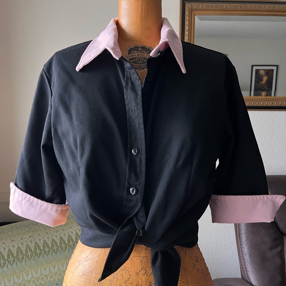 90s Y2K NWOT Steady rockabilly Daddy-O’s pink collar cuff button-up blouse - Picture 1 of 4